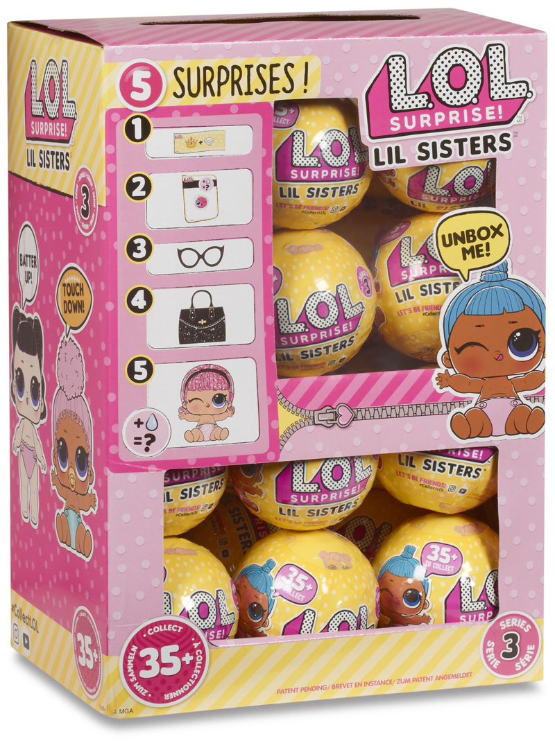 Упаковка с 12 куклами LOL Surprise MGA Lil Sisters 549550 3 серия 1 волна